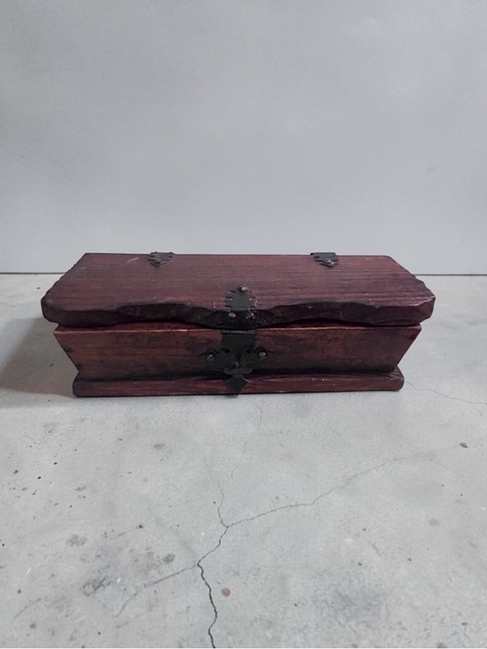 Vintage Other - Vintage Handcrafted Wooden Box in Dark Brown with Black Hardware